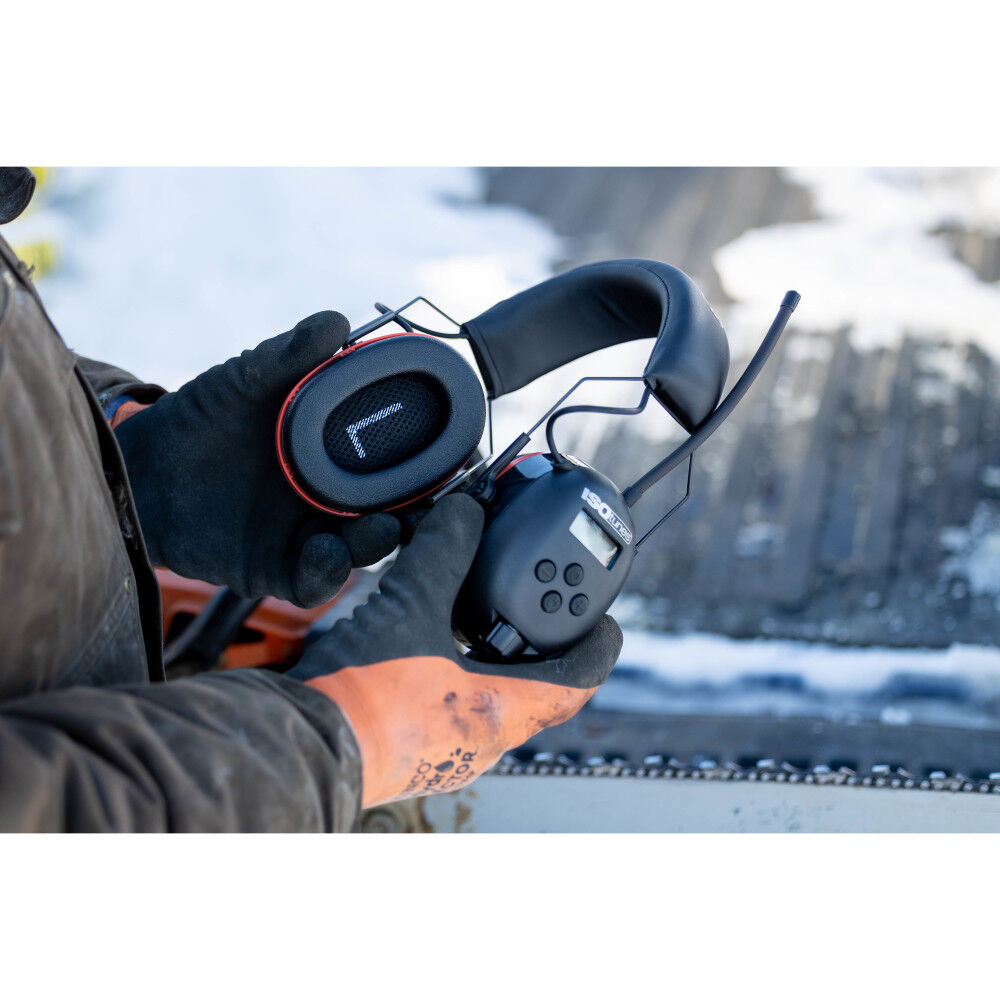 Air Defender Earmuffs AM/FM Black & Safety Red IT-91