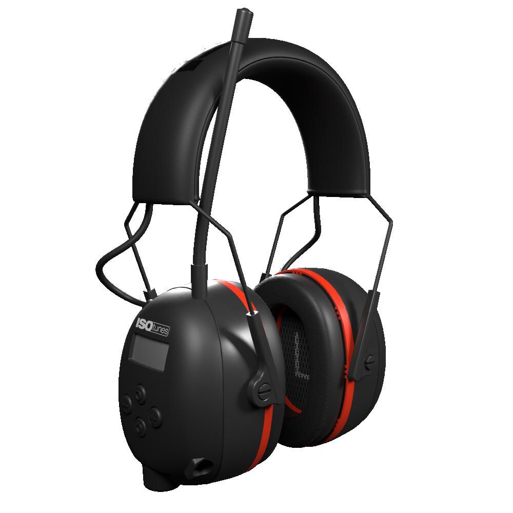 Air Defender Earmuffs AM/FM Black & Safety Red IT-91