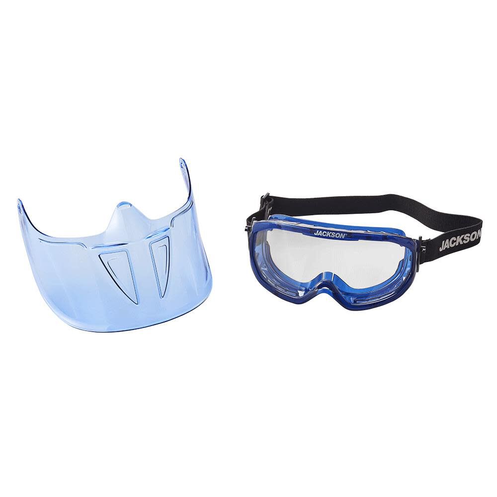 GPL500 Premium Goggle with Detachable Face Shield Clear Lens Anti-Fog Coating Blue Frame 21000