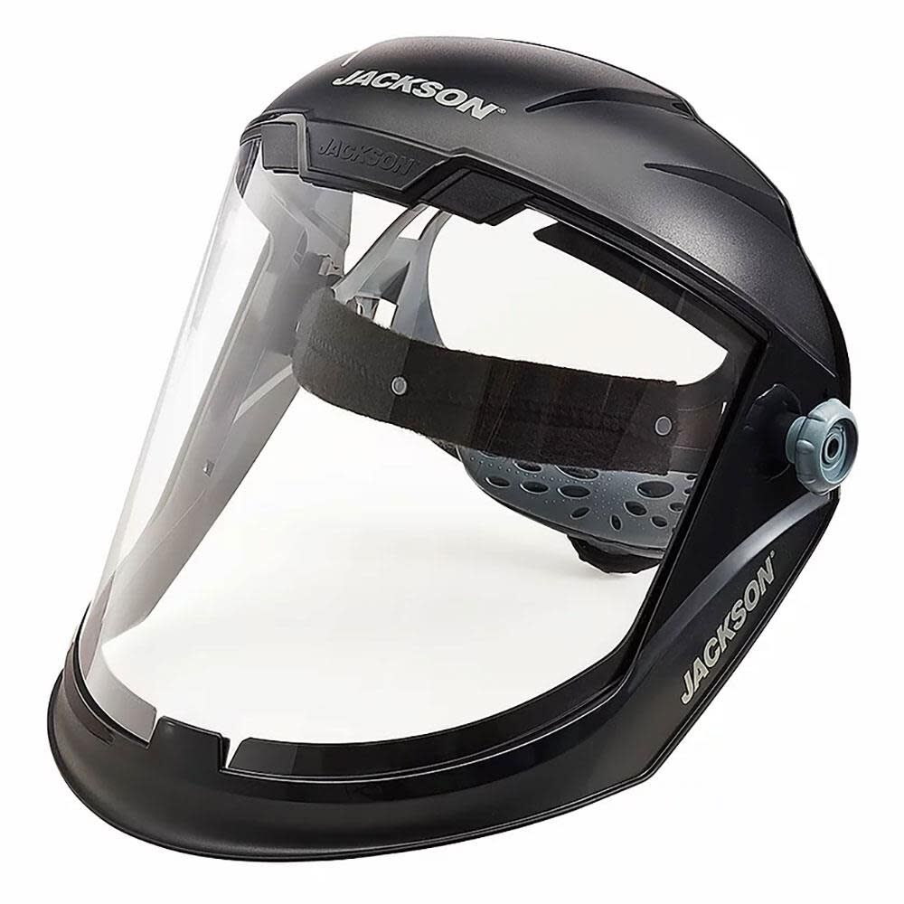 Lightweight MAXVIEW Premium Face Shield with Ratcheting Headgear Clear Tint Uncoated Black 14200