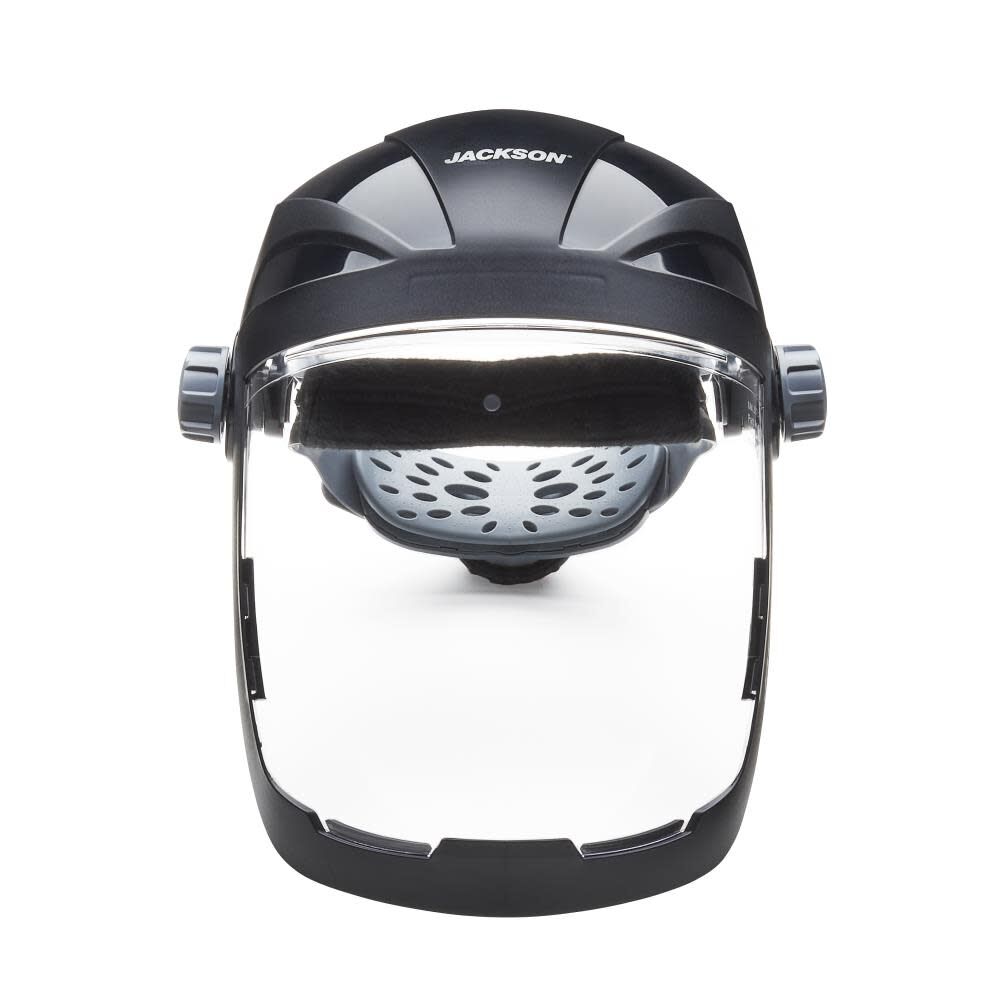 Lightweight QUAD500 Premium Multipurpose Face Shield with Ratcheting Headgear Clear Tint Anti-Fog Coating Black 14220