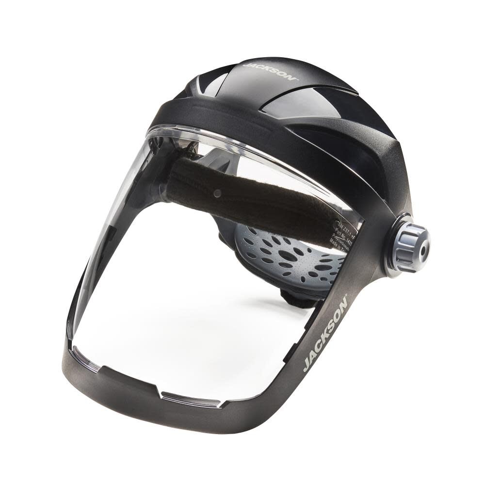 Lightweight QUAD500 Premium Multipurpose Face Shield with Ratcheting Headgear Clear Tint Anti-Fog Coating Black 14220