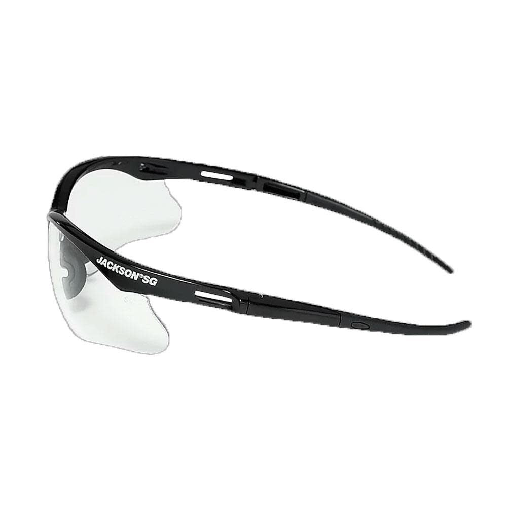 Lightweight Ultra-Strong SG Safety Glasses with Soft Touch Temples and Flexible Nose Piece Anti-Fog Coating Clear Lens Black Frame 1 Pair 50001