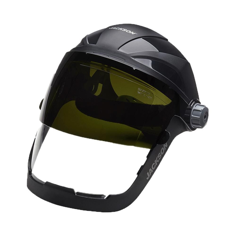 QUAD 500 Premium Multi-Purpose Face Shield - Clear Window with Shade 8 IR Flip Visor - Anti-Fog Coating - 370 Speed Dial Ratcheting Headgear 14233