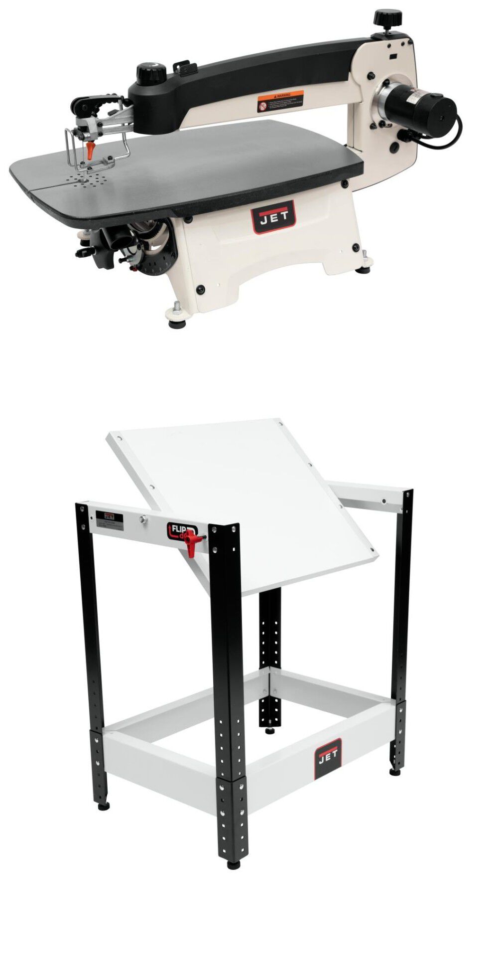 JWSS-22B Scroll Saw 22in with Foot Switch and Flip Top Stand Bundle 727200BFS