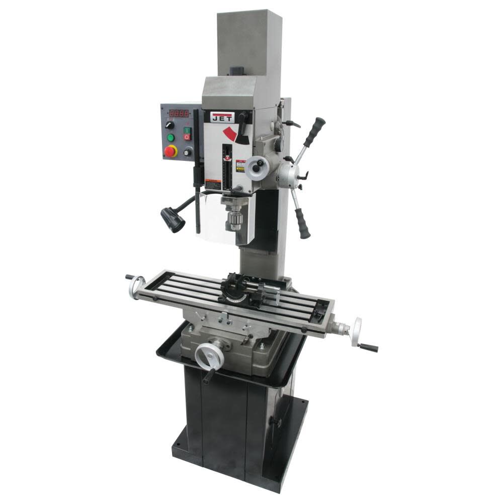 Variable Speed Geared Head Square Column Mill/Drill with Power Downfeed & Newall DP500 2-Axis DRO & X-Axis Powerfeed 351165