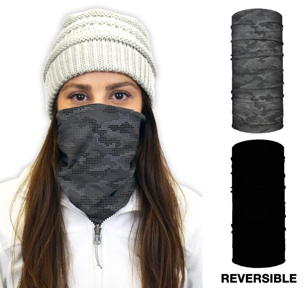 Thermal Face Guard Reversible Grey Camo and Black Pattern TH-SLATE