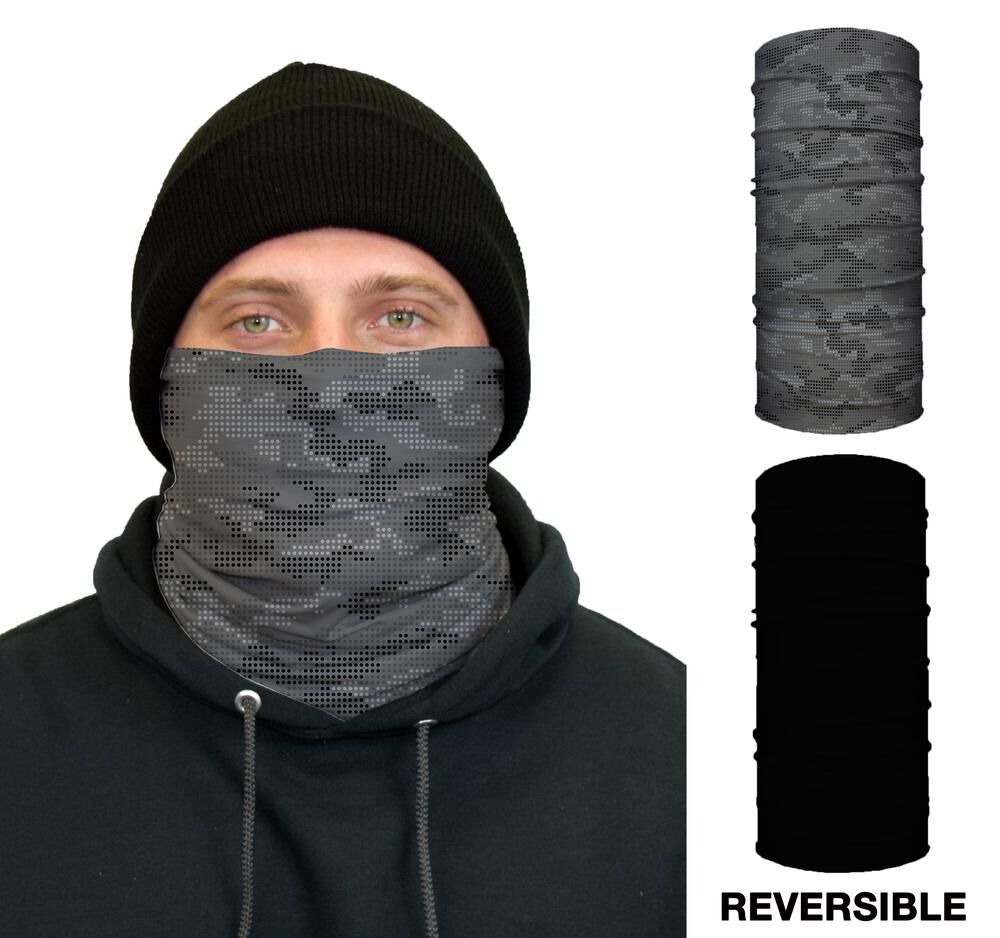 Thermal Face Guard Reversible Grey Camo and Black Pattern TH-SLATE