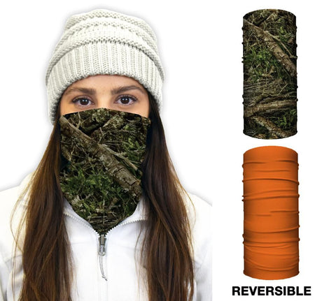 Boy Thermal Face Guard - Reversible Tree Camo and Orange Pattern TH-TREE