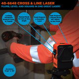 Red 50-ft Self-Leveling Outdoor 360 Beam Cross-line Laser Level 40-6648