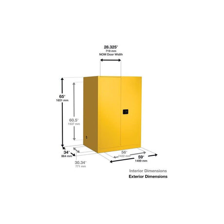110 Gallon Yellow Steel Manual Close Cabinet with Drum Rollers 899160