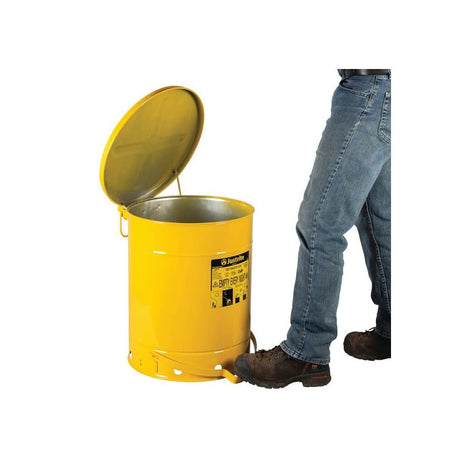 14 Gallon Yellow Steel Self-Closing Cover Oily Waste Can 9501