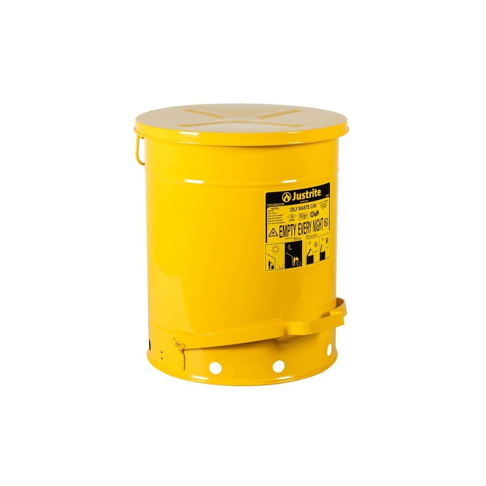14 Gallon Yellow Steel Self-Closing Cover Oily Waste Can 9501