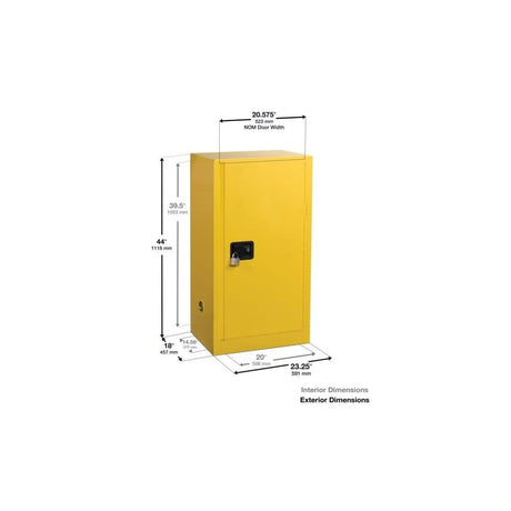 15 Gallon Yellow Steel Manual Close Flammable Cabinet 891500