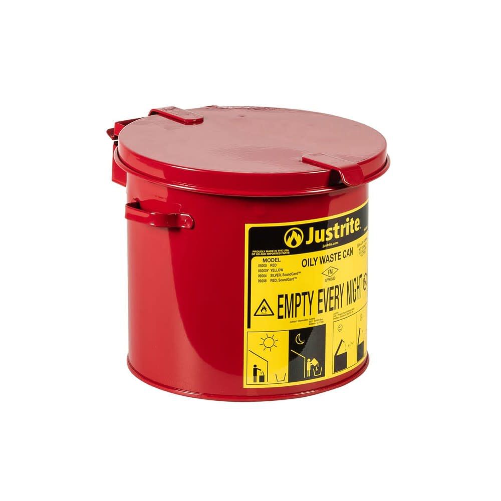 2 Gallon Red Steel Countertop Oily Waste Can for Small Wipes 9200