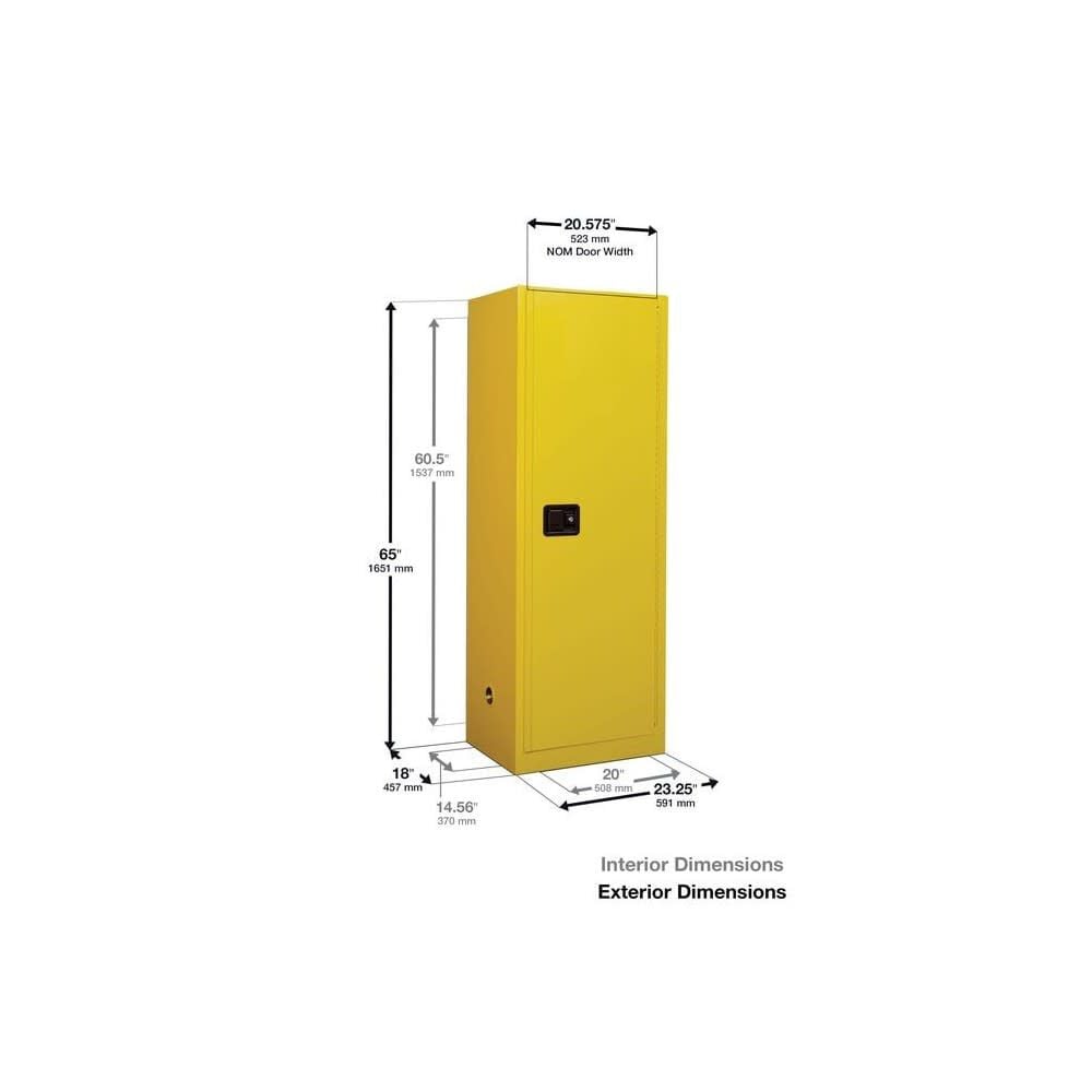 22 Gallon Yellow Steel Manual Close Flammable Safety Cabinet 892200