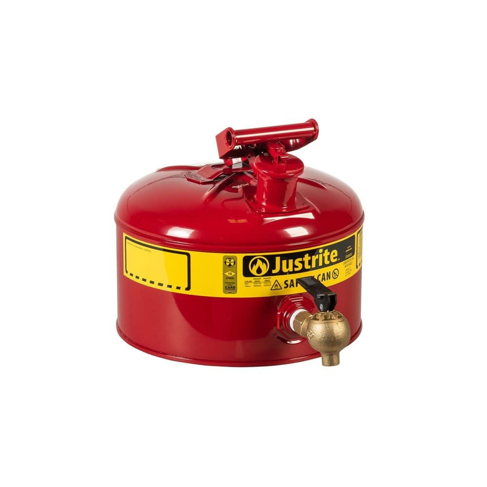 2.5 Gal Steel Safety Red Gas Can Type I with Flow-Control Faucet 7225140