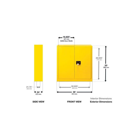 35 In. Height 30 Gallon Yellow Steel Manual Close Cabinet 893300
