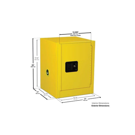 4 Gallon Yellow Steel Manual Close Flammable Cabinet 890400