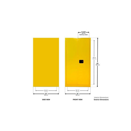 55 Gallon Yellow Steel Manual Close Flammable Cabinet 896260