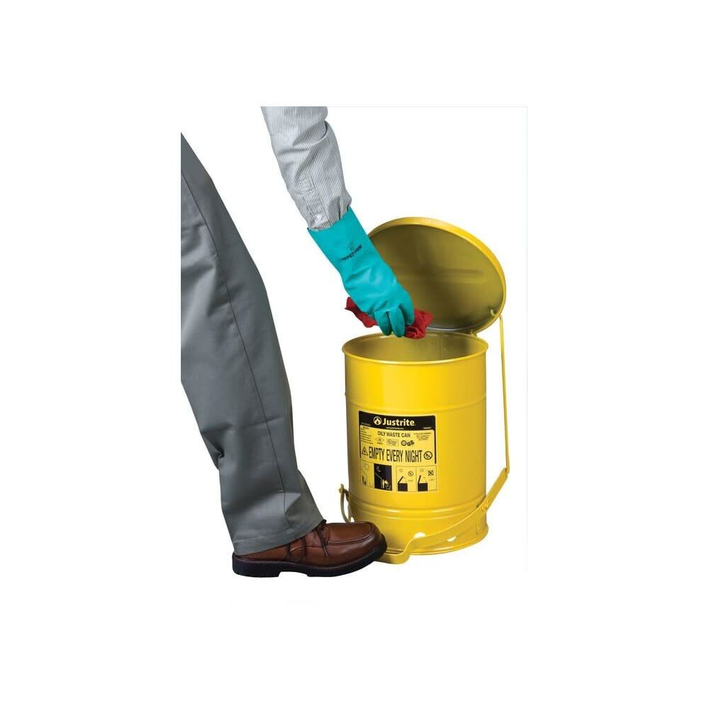 6 Gallon Yellow Steel Self-Closing Cover Oily Waste Can 9101