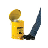 6 Gallon Yellow Steel Self-Closing Cover Oily Waste Can 9101