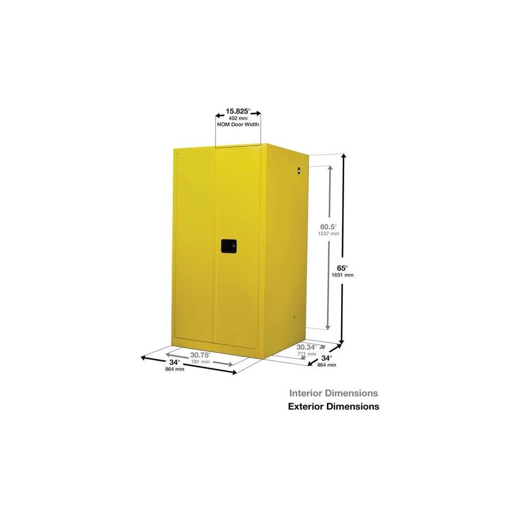 60 Gallon Yellow Steel Self Close Flammable Cabinet 896020