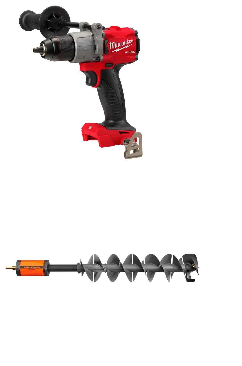 6in Ice Auger with Milwaukee M18 FUEL 1/2in Drill Driver (Bare Tool) Reconditioned IDRL60-2803-80