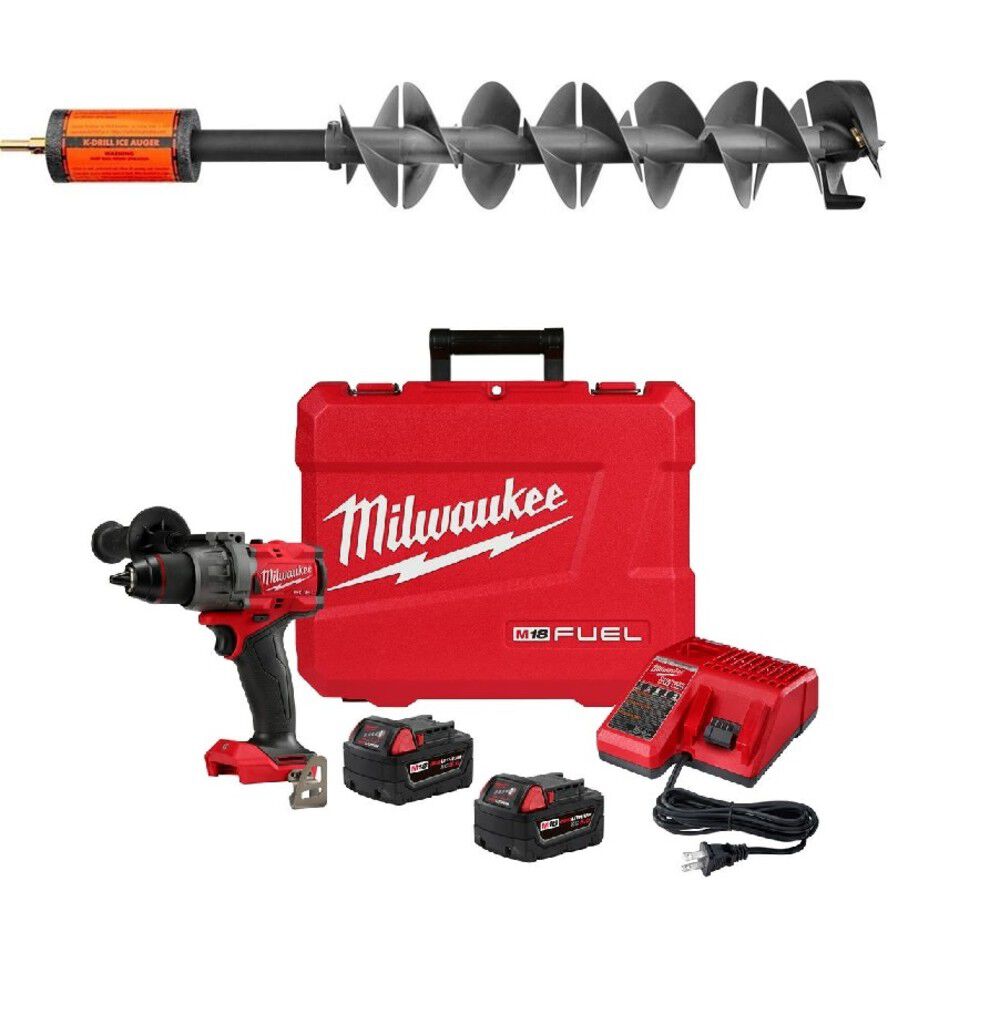 6in Ice Auger with Milwaukee M18 FUEL 1/2in Drill/Driver Kit