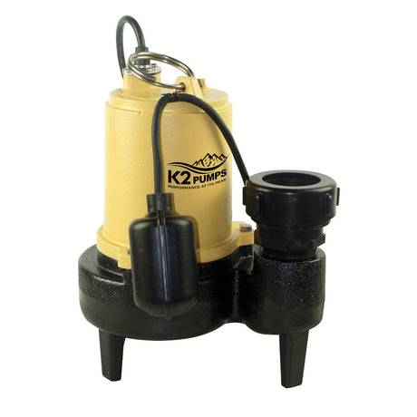 Pumps Sewage Pump 1/2 HP Cast Iron with Piggyback Tethered Switch SWW05001TPK