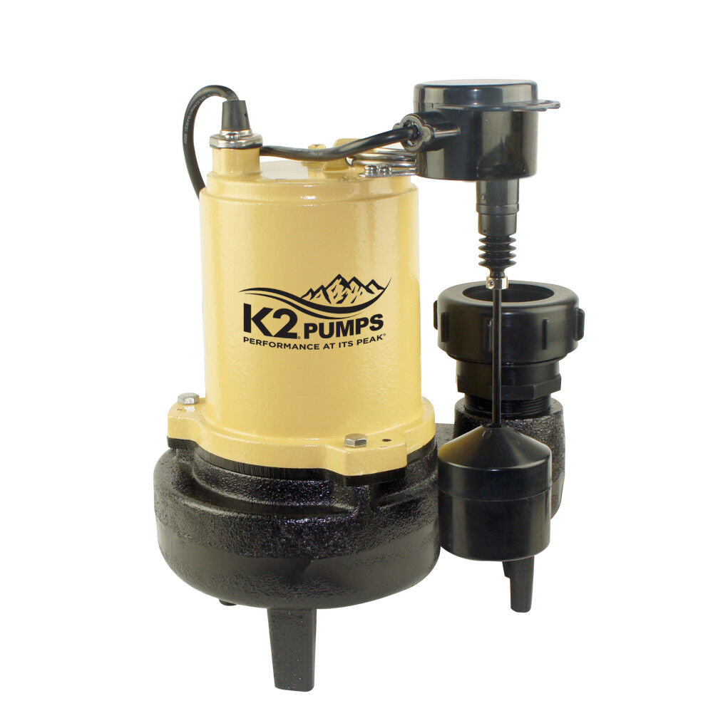 Sewage Pump 1/2 HP Cast Iron with Piggyback Vertical Switch SWW05001VPK