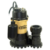 Submersible Sump Pump 1/2 HP Cast Iron with Piggyback Tethered Switch SPI05003TPK