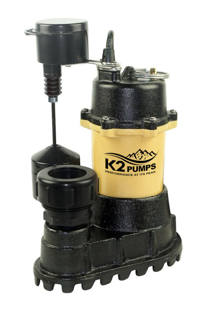 Submersible Sump Pump 1/2 HP Cast Iron with Piggyback Vertical Switch SPI05003VPK