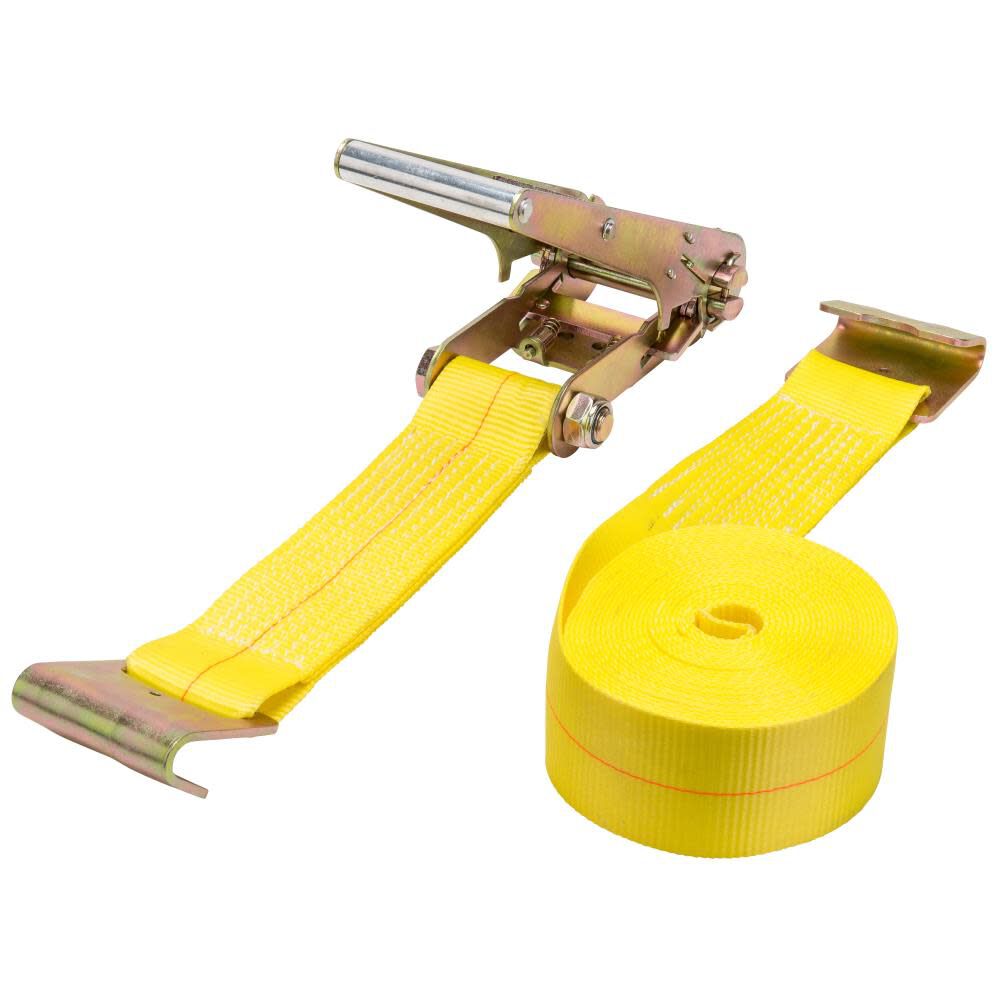 Ratchet Tie-Down 27 ft x 3 in. Flat Hooks 5000 lbs. WLL (15000 lbs. Break strength) 4637