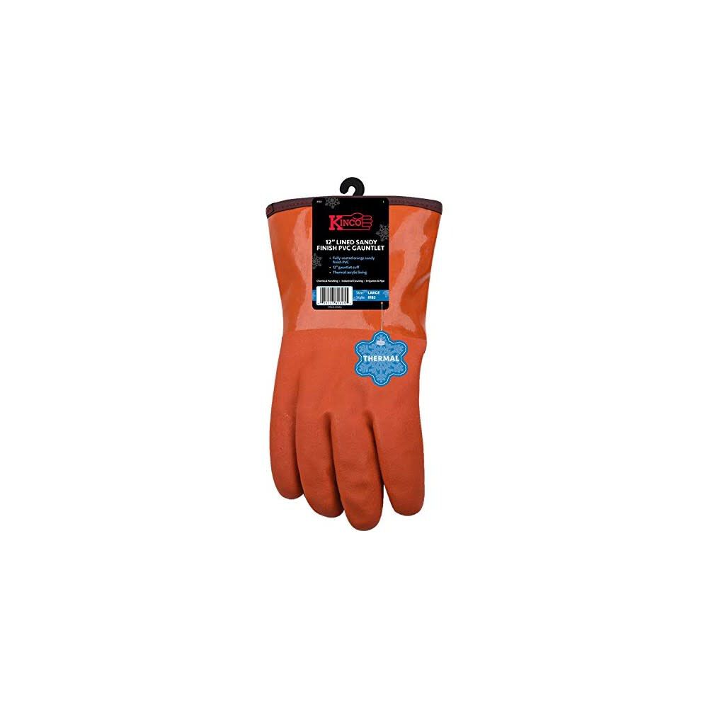 12in Sandy Finish PVC Gauntlet Gloves Large 8182-L
