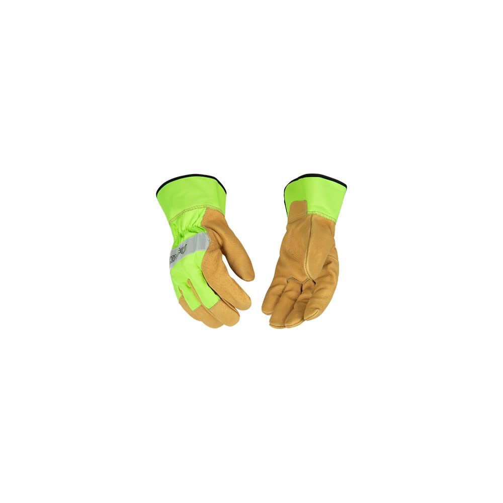 Hi-Vis Green Grain Golden Pigskin Leather Palm Glove Large 1919-L