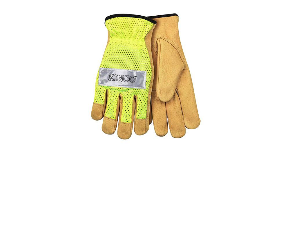 High-Visibility Lime Green Pigskin Leather Gloves 908K520