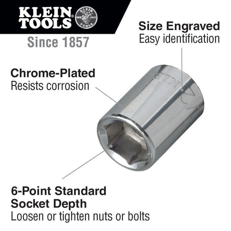 Tools 11/32in Standard 6 Point 1/4in Drive Socket 65605