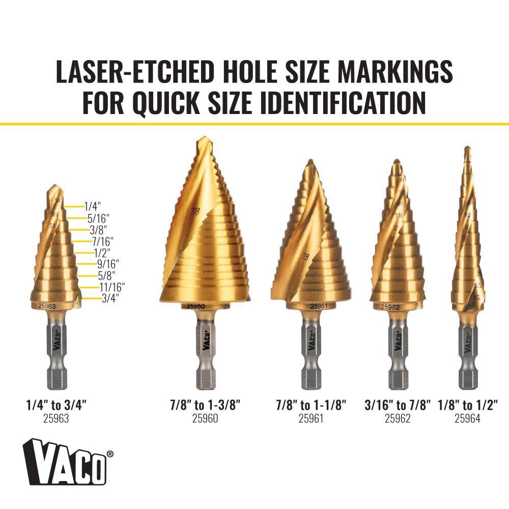 1/4in to 3/4in Step Drill Bit VACO 25963