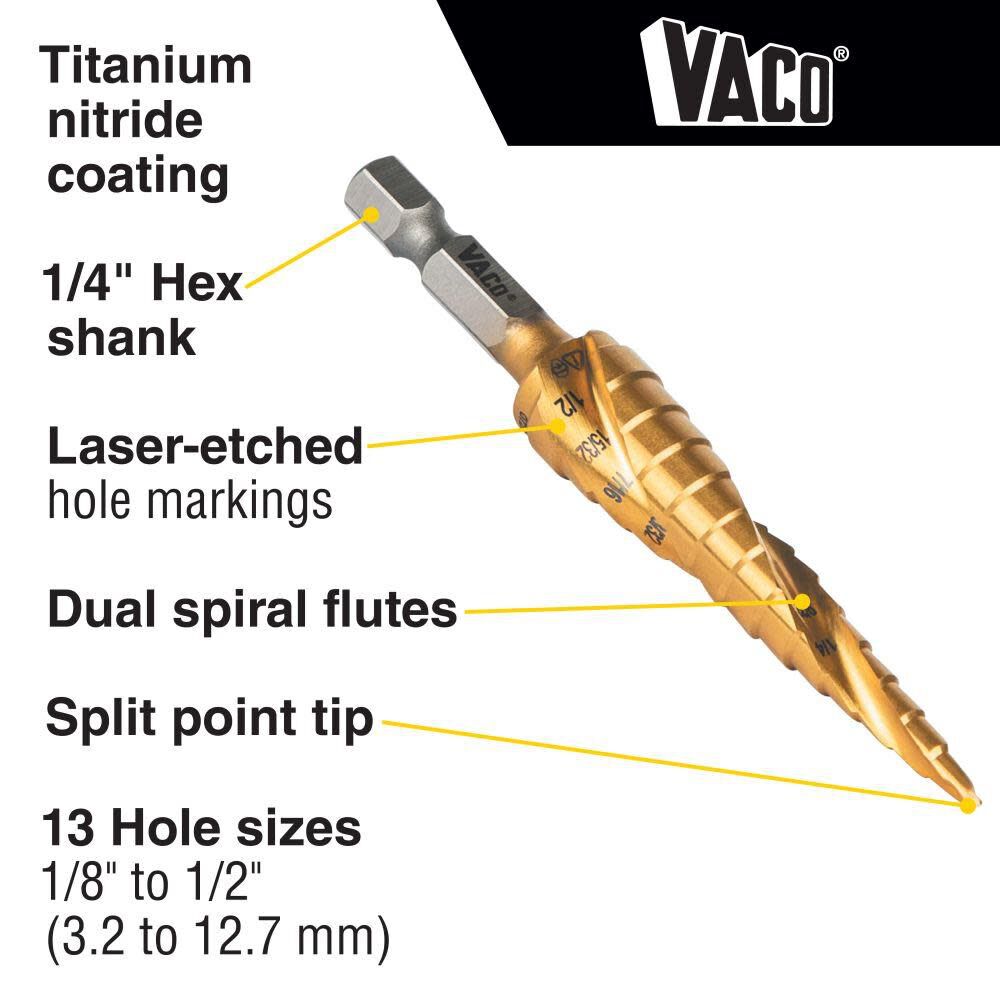 1/8in to 1/2in Step Drill Bit VACO 25964