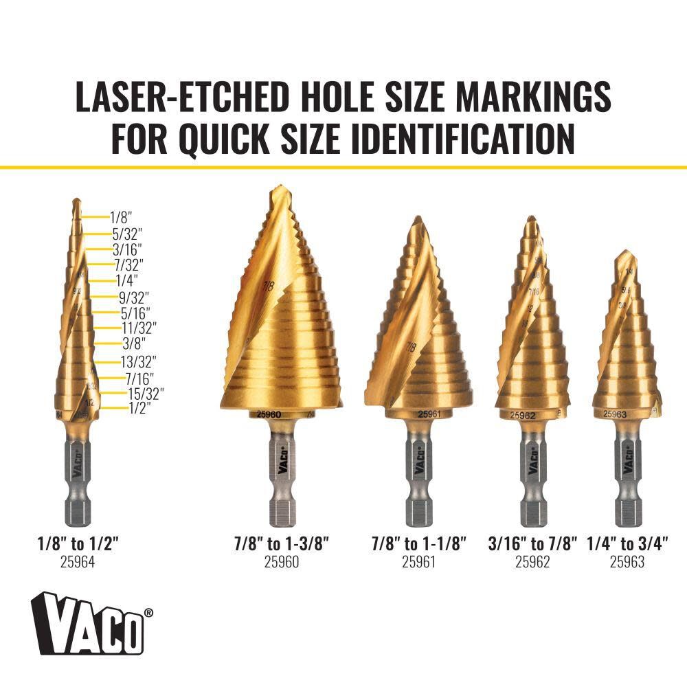 1/8in to 1/2in Step Drill Bit VACO 25964