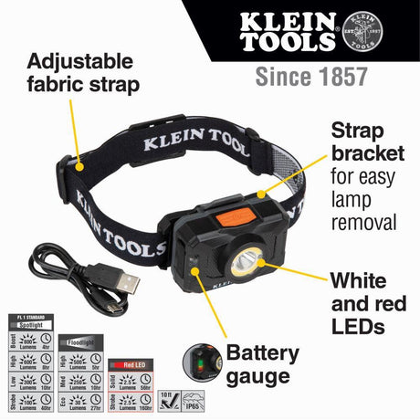 Tools 2 Color LED Headlamp Rechargeable 56414
