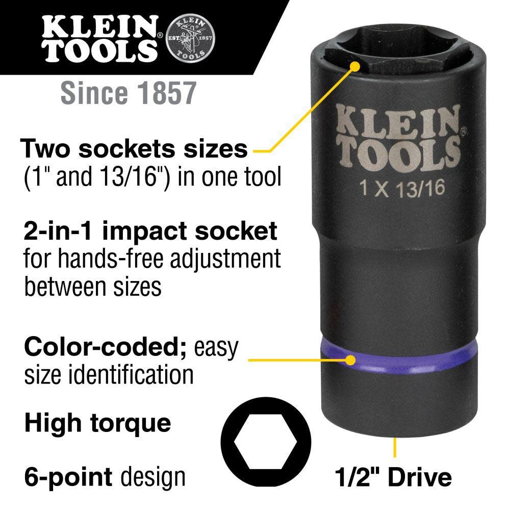 2-in-1 Socket 1in X 13/16in 6 Pt 66065