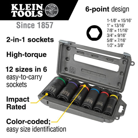 Tools 2-in-1 Socket Set 6 Point 6pc 66060