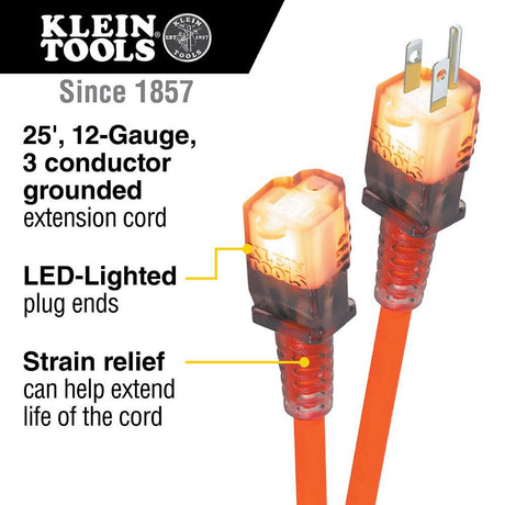 Tools 25ft Glow End Extension Cord EXC2515