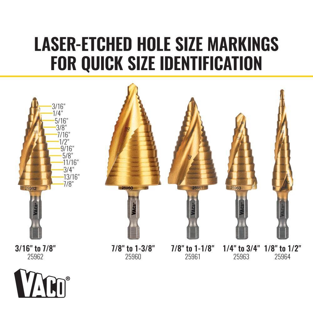 3/16in to 7/8in Step Drill Bit VACO 25962