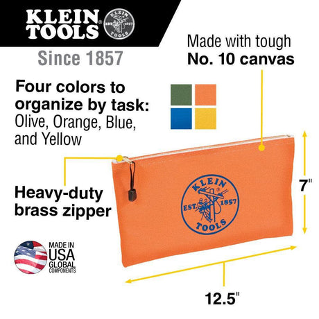 Zipper-Bag, 4-Pack Olive, Orange, Blue, Yellow Canvas 12.5-in Zippered Tool Bag 5140