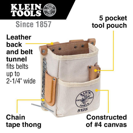 5 Pocket Tool Pouch Canvas 5125