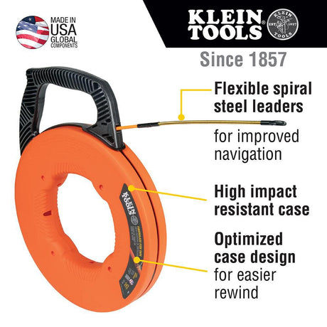 50' Fiberglass Fish Tape w/ Leader 56350