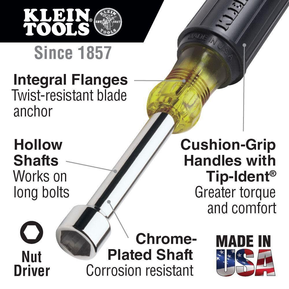 7/16 In Hex Cushion-Grip Nut Driver with 3 In Hollow Shaft 630716